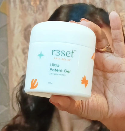 R3SET Ultra Potent Pain Relief Gel | 100% Natural Ingredients for Muscle, Joint, Back, Neck & Knee Pain | 2X Faster Action, Light Texture, No Side Effects, Safe for Daily Use - 100g