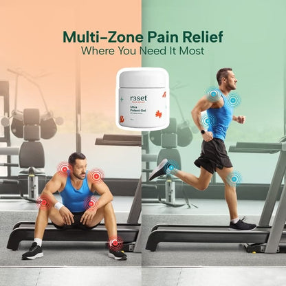 R3SET Ultra Potent Pain Relief Gel | 100% Natural Ingredients for Muscle, Joint, Back, Neck & Knee Pain | 2X Faster Action, Light Texture, No Side Effects, Safe for Daily Use - 100g